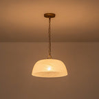Lampada a sospensione vintage retrò con diffusore in vetro alabastrino bianco