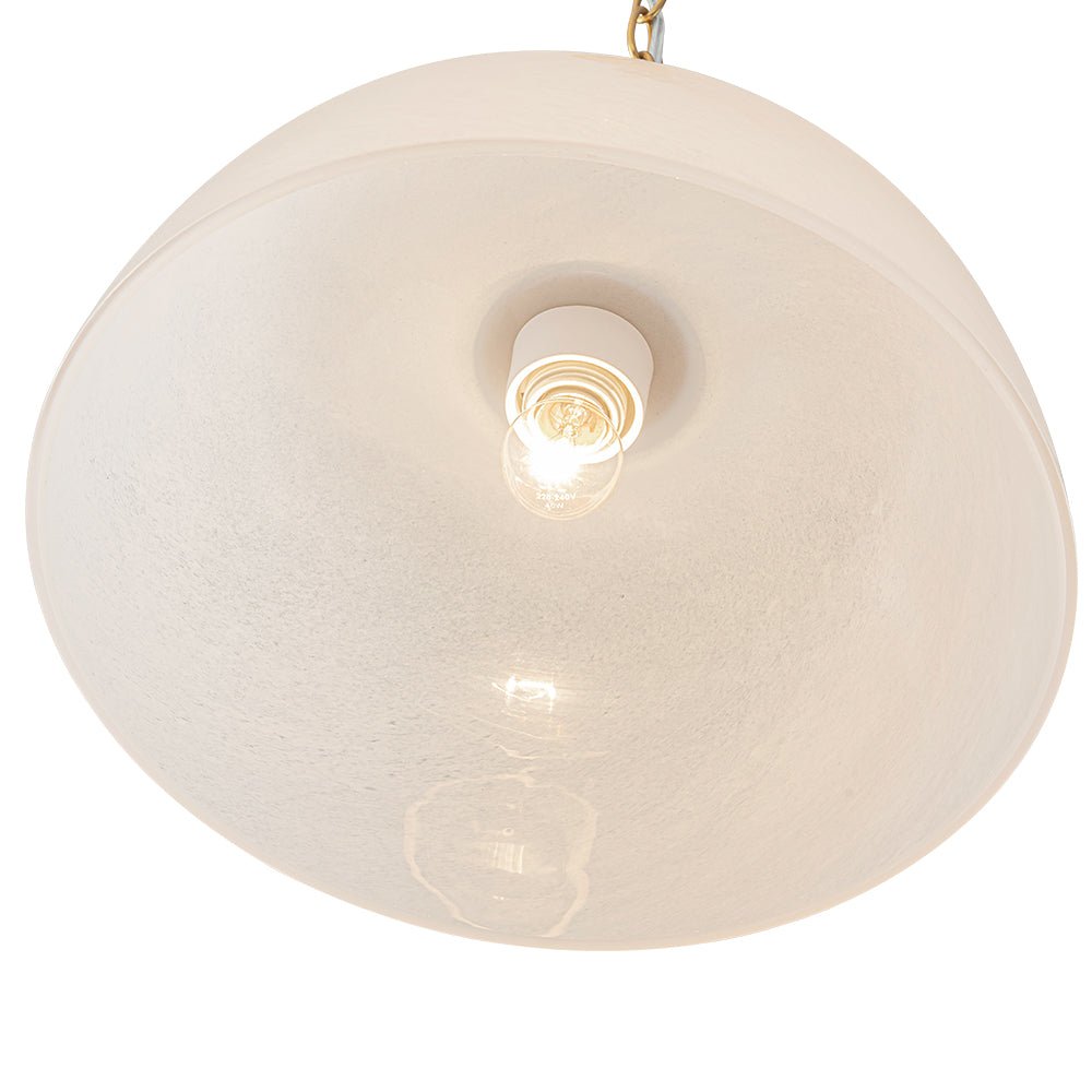 Lampada a sospensione vintage retrò con diffusore in vetro alabastrino bianco