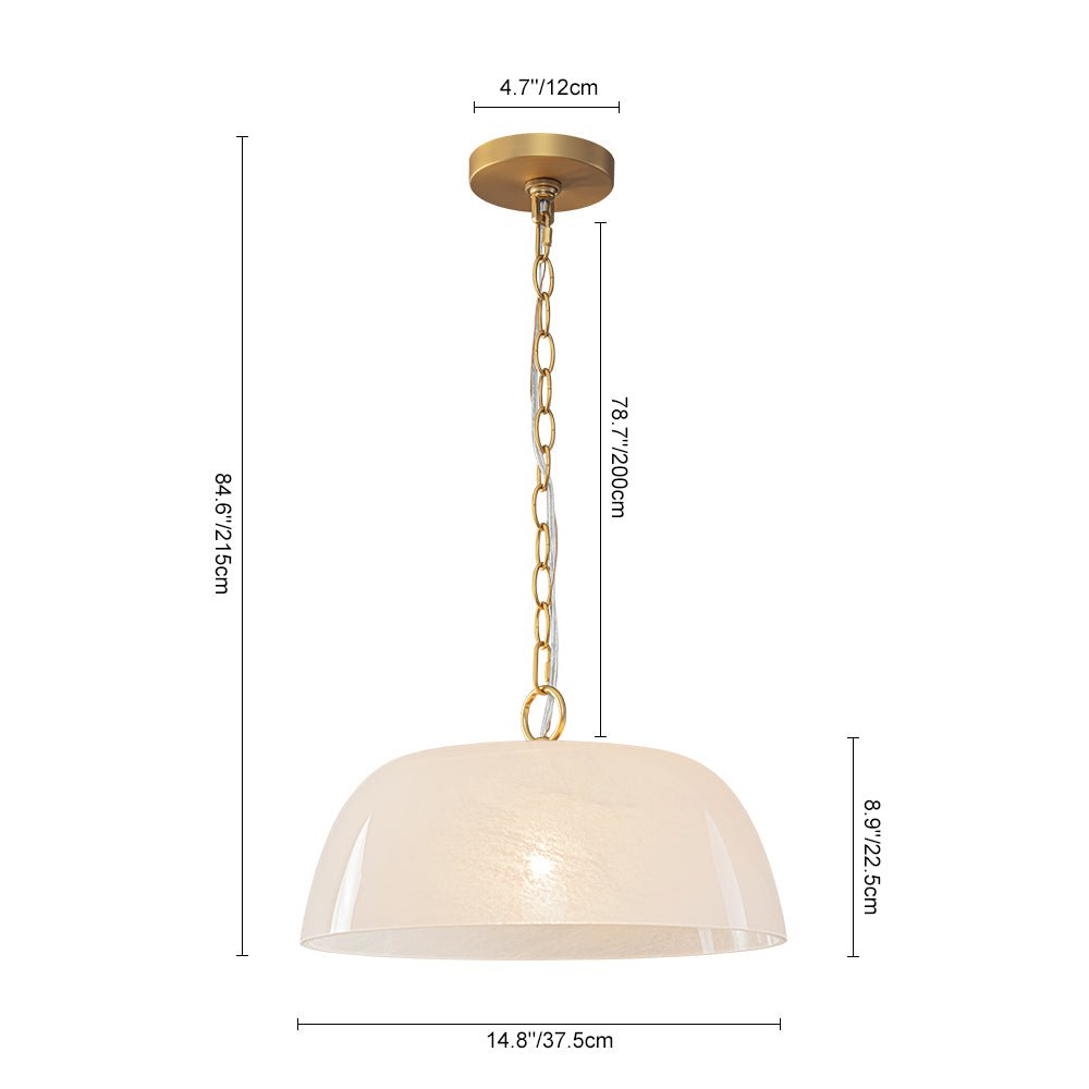 Lampada a sospensione vintage retrò con diffusore in vetro alabastrino bianco