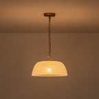 Lampada a sospensione vintage retrò con diffusore in vetro alabastrino bianco