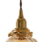 Lampada a sospensione vintage retro con cono in vetro trasparente plissettato a 1 luce