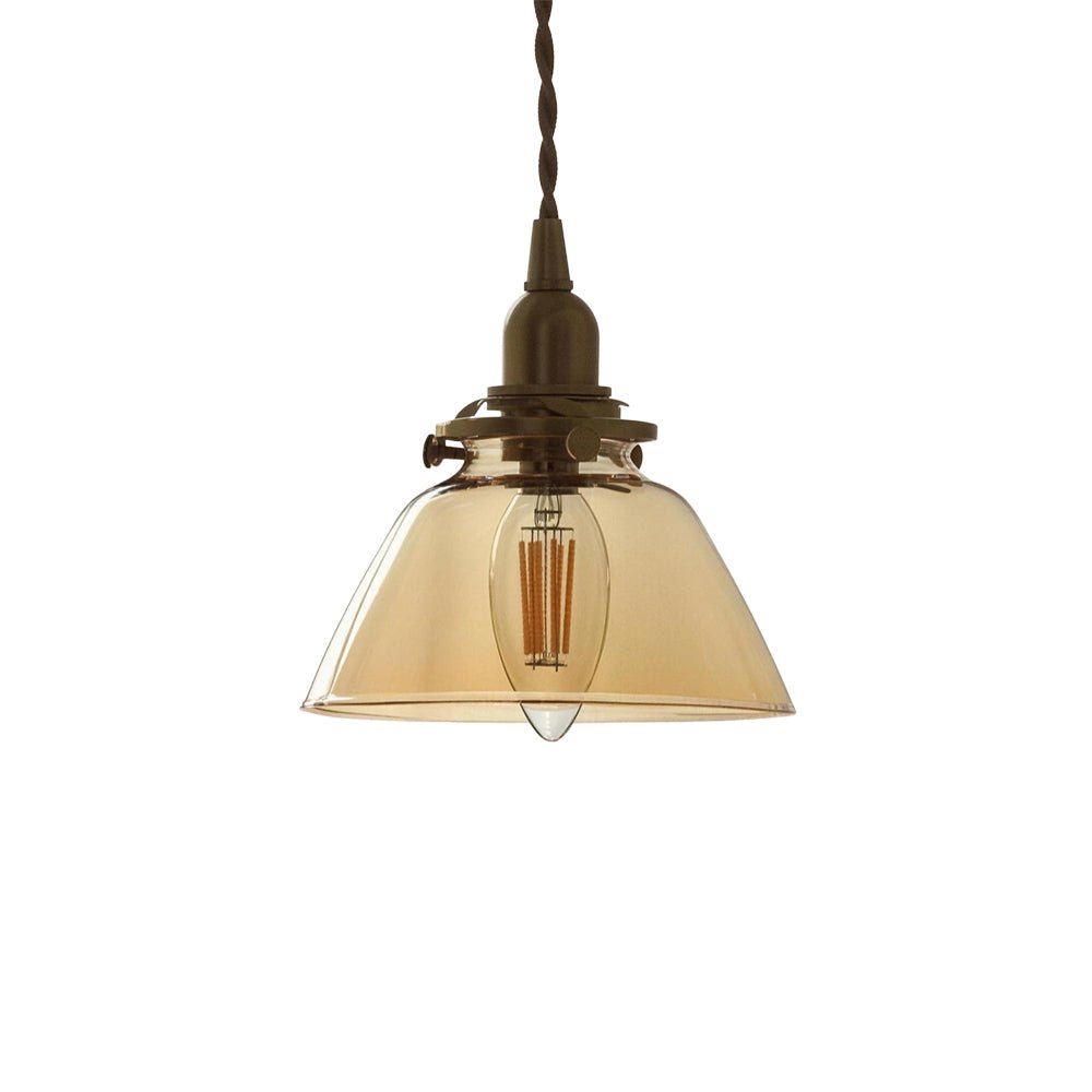 Lampada a sospensione vintage retro con cono in vetro trasparente plissettato a 1 luce