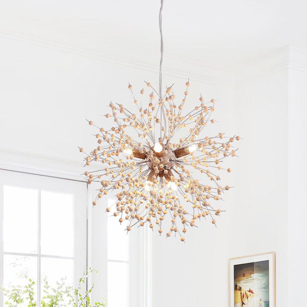 Lampadario Fuochi d'Artificio in Legno con Perline Boho