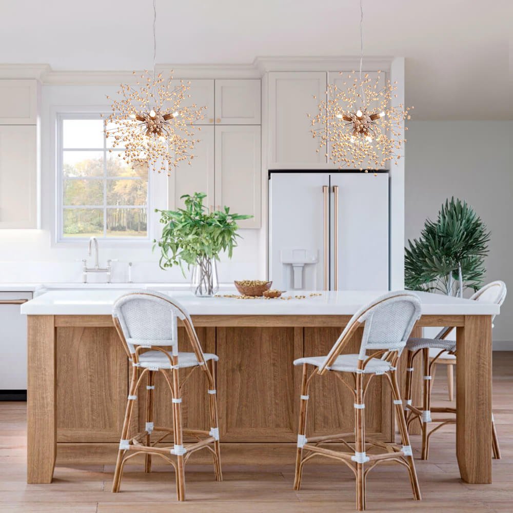 Lampadario Fuochi d'Artificio in Legno con Perline Boho