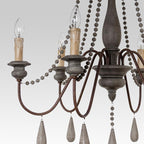 Candelabro a Candela con Perline di Legno a 6 Luci