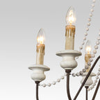 Candelabro a Candela con Perline di Legno a 6 Luci