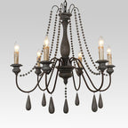 Candelabro a Candela con Perline di Legno a 6 Luci