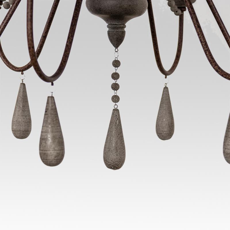 Candelabro a Candela con Perline di Legno a 6 Luci