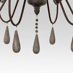 Candelabro a Candela con Perline di Legno a 6 Luci