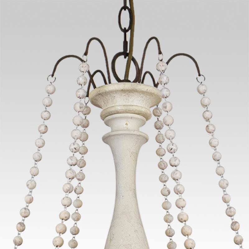 Candelabro a Candela con Perline di Legno a 6 Luci