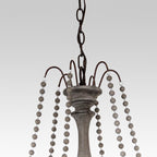 Candelabro a Candela con Perline di Legno a 6 Luci