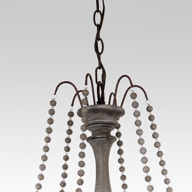 Candelabro a Candela con Perline di Legno a 6 Luci