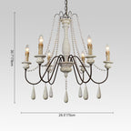Candelabro a Candela con Perline di Legno a 6 Luci