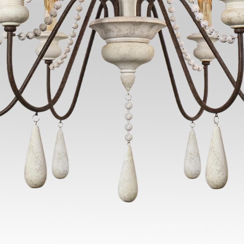 Candelabro a Candela con Perline di Legno a 6 Luci
