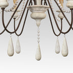 Candelabro a Candela con Perline di Legno a 6 Luci
