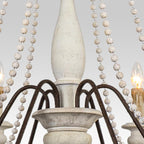 Candelabro a Candela con Perline di Legno a 6 Luci