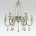 Candelabro a Candela con Perline di Legno a 6 Luci