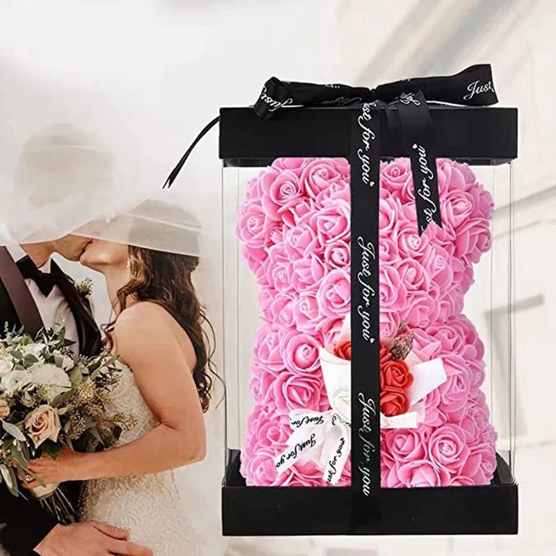 PETALLOVE – Orso di Rosa in Schiuma Artificiale per San Valentino e Arredamento Domestico