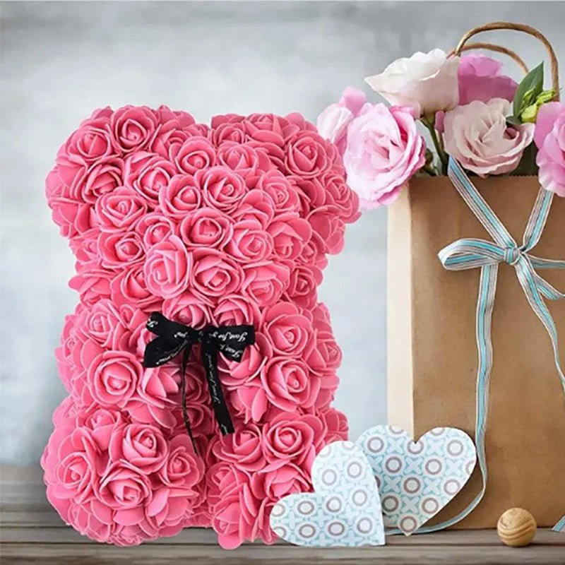 PETALLOVE – Orso di Rosa in Schiuma Artificiale per San Valentino e Arredamento Domestico
