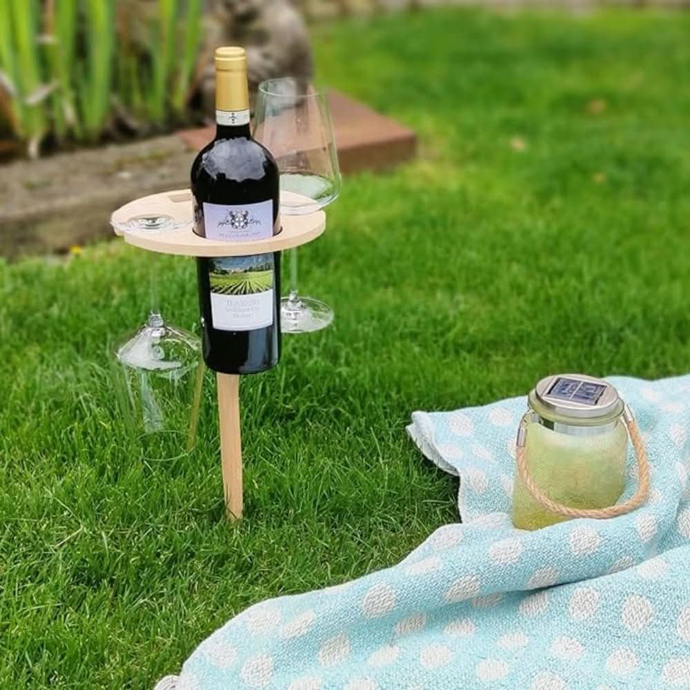 Tavolo Picky Wine – Tavolo Portatile da Esterno con Portabottiglie e Portabicchieri – Ideale per Picnic