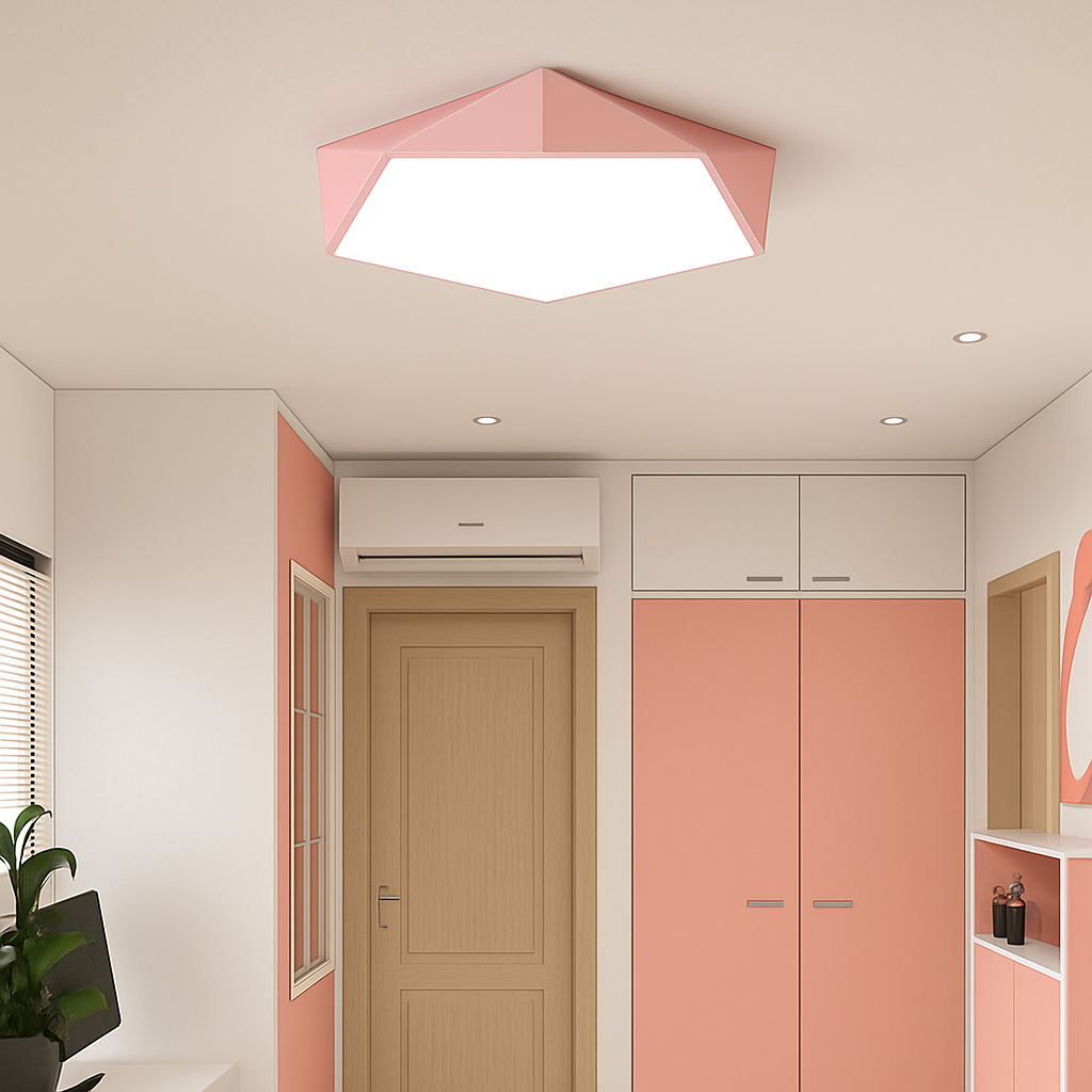 Plafoniera LED di design geometrico colorata