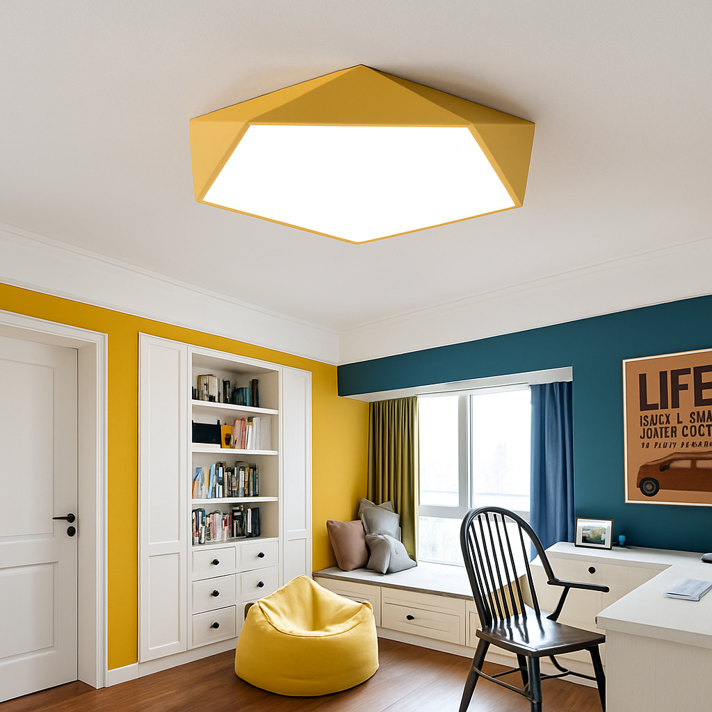 Plafoniera LED di design geometrico colorata