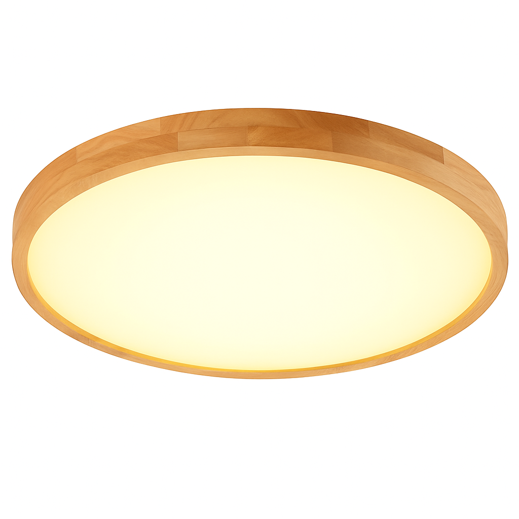 Plafoniera in legno a LED molto sottile a forma di cerchio