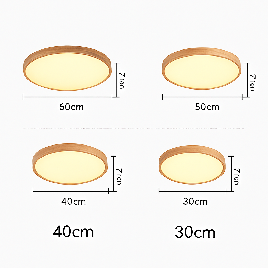 Plafoniera in legno a LED molto sottile a forma di cerchio