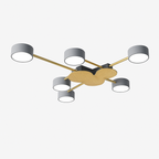 Plafoniera LED design in metallo e legno con diverse lampade rotonde Aibiou
