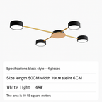 Plafoniera LED design in metallo e legno con diverse lampade rotonde Aibiou