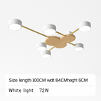 Plafoniera LED design in metallo e legno con diverse lampade rotonde Aibiou