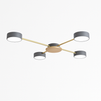 Plafoniera LED design in metallo e legno con diverse lampade rotonde Aibiou