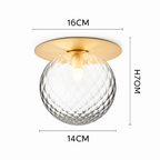 Plafoniera LED design rotonda dorata con sfera in vetro Porch