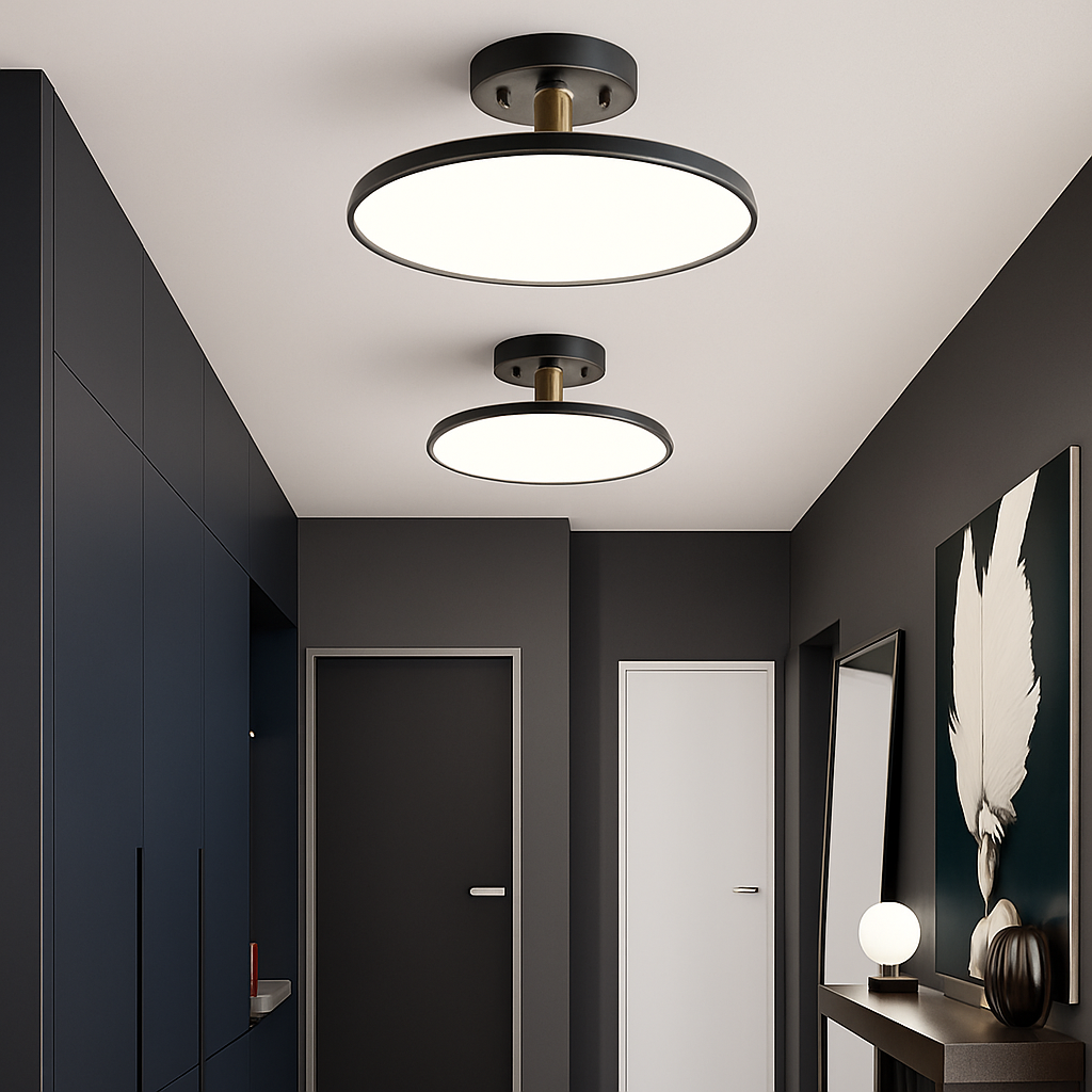 plafonnier led minimalista oro nero rame camera soggiorno ingresso corridoio