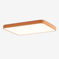 Plafoniera LED rettangolare con bordi arrotondati in legno