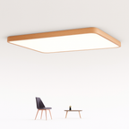 Plafoniera LED rettangolare con bordi arrotondati in legno