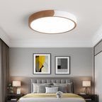 Plafoniera LED rotonda in metallo e legno arrotondato Macaron