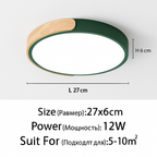 Plafoniera LED rotonda in metallo e legno arrotondato Macaron