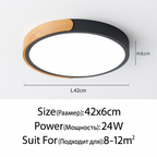Plafoniera LED rotonda in metallo e legno arrotondato Macaron