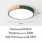 Plafoniera LED rotonda in metallo e legno arrotondato Macaron