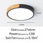Plafoniera LED rotonda in metallo e legno arrotondato Macaron