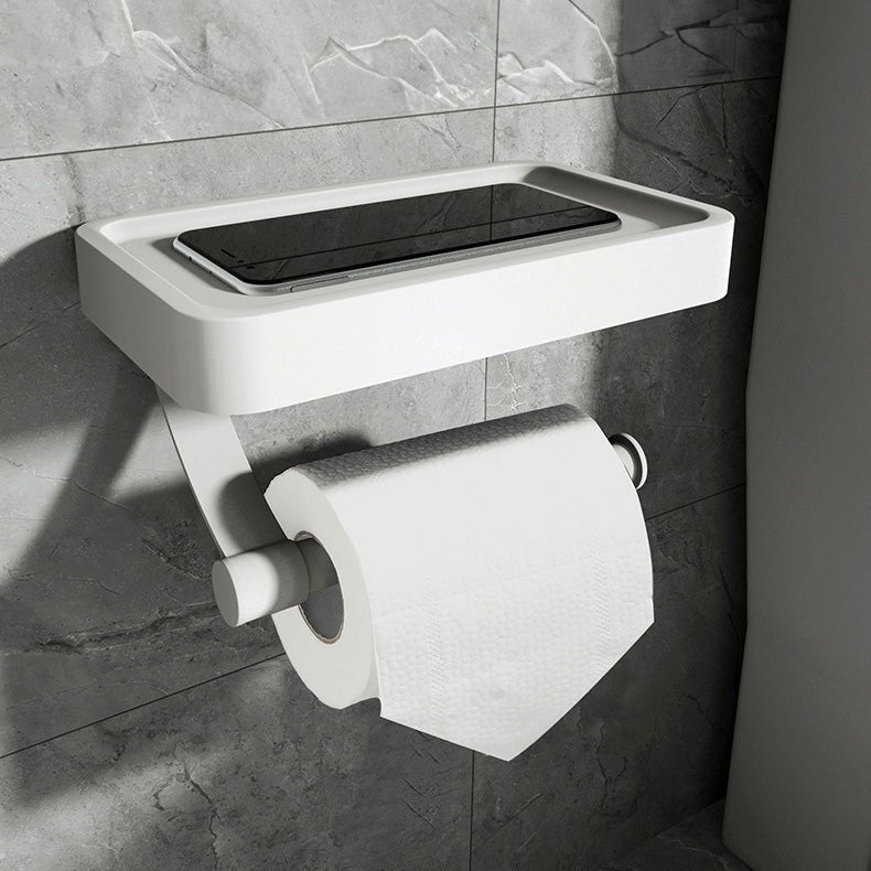 Davi | Porta rotolo di carta igienica in acciaio inox nero opaco con ripiano per bagni moderni e WC