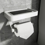 Davi | Porta rotolo di carta igienica in acciaio inox nero opaco con ripiano per bagni moderni e WC