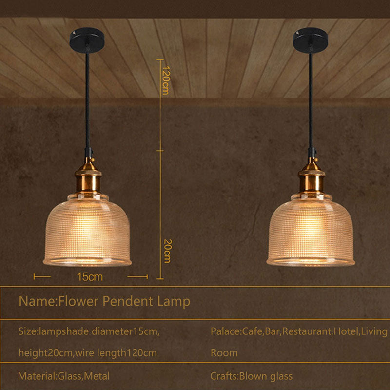 Lampada a sospensione in vetro retro | Design vintage europeo