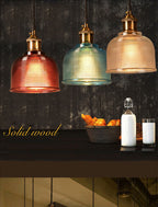 Lampada a sospensione in vetro retro | Design vintage europeo