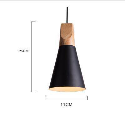 Sospensione in legno e alluminio a forma di cono