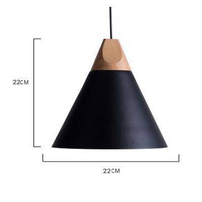 Sospensione in legno e alluminio a forma di cono