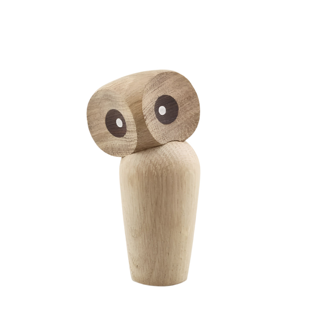 HootNest – Figura di gufo in legno con testa girevole in noce o rovere