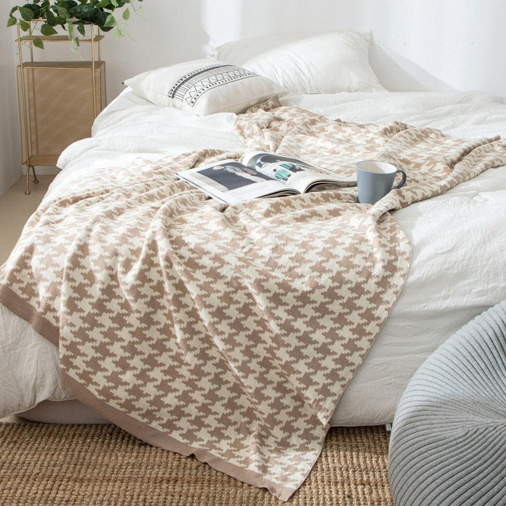 Coperta Morbida con Motivo Pied-de-Poule – Disponibile in Diverse Misure