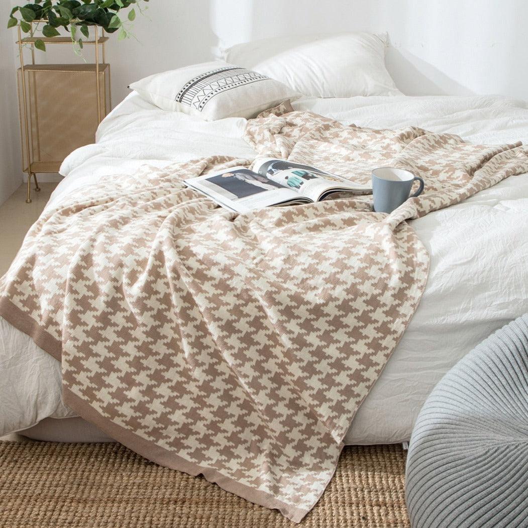 Coperta Morbida con Motivo Pied-de-Poule – Disponibile in Diverse Misure